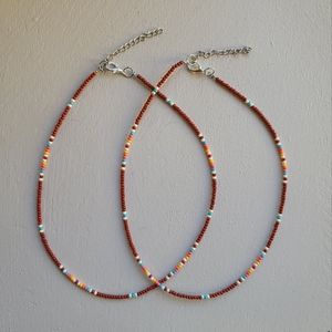 Brown beaded western handmade choker necklace